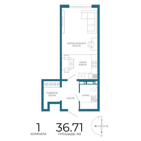 Купить однокомнатную квартиру в Микрорайоне Пенза-2, Железнодорожный район в Пензе. Вариант № 3444982, 0, площадь -  квм, цена 3377320 рублей