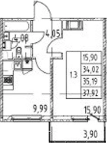 Купить однокомнатную квартиру у метро Девяткино в Мурине. Вариант № 7267698, 0, площадь -  квм, цена 6319888 рублей