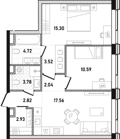 Купить двухкомнатную квартиру в ЖК Republic в Москве. Вариант № 122532, 0, площадь -  квм, цена 39246504 рублей