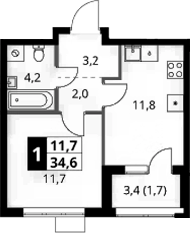 Купить однокомнатную квартиру в ЖК 1-й Ясеневский в Москве. Вариант № 9811612, 0, площадь -  квм, цена 15109820 рублей