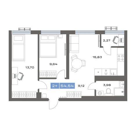 Купить двухкомнатную квартиру в новостройках в ЖК "Ритм" в Тобольске. Вариант № 92893, 0, площадь -  квм, цена 6900000 рублей