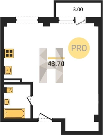 Купить однокомнатную квартиру в Приморском крае. Вариант № 72986, 0, площадь -  квм, цена 4588500 рублей