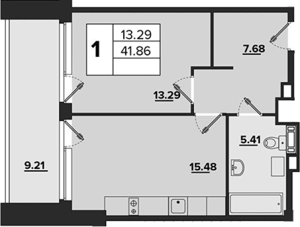 . Вариант № 77054, 0, площадь - 41.85 квм, цена 32585000 рублей