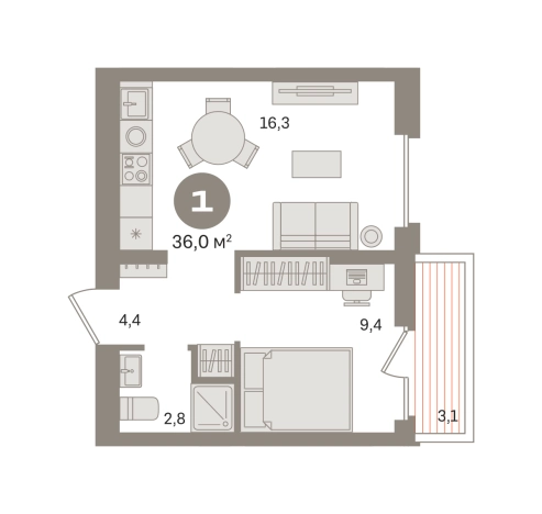 . Вариант № 8498098, 0, площадь - 35.99 квм, цена 7940000 рублей