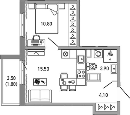 Купить однокомнатную квартиру на улице Ларина в Сертолове. Вариант № 4838854, 0, площадь -  квм, цена 5788787 рублей