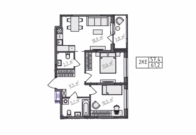Купить двухкомнатную квартиру в новостройках в Владимирской области. Вариант № 130545, 0, площадь -  квм, цена 5692800 рублей