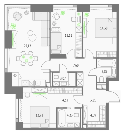 Купить трехкомнатную квартиру у метро Бутырская в Москве. Вариант № 152145, 0, площадь -  квм, цена 54014291 рублей
