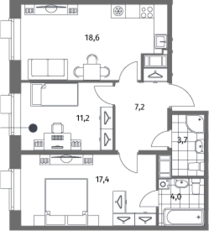 Купить трехкомнатную квартиру в ЖК Парусная 1 в Санкт-Петербурге. Вариант № 7265847, 0, площадь -  квм, цена 21888000 рублей