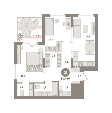 Купить двухкомнатную квартиру в ЖК Первый квартал. Вторая очередь в Московской области. Вариант № 8538916, 0, площадь -  квм, цена 15060000 рублей