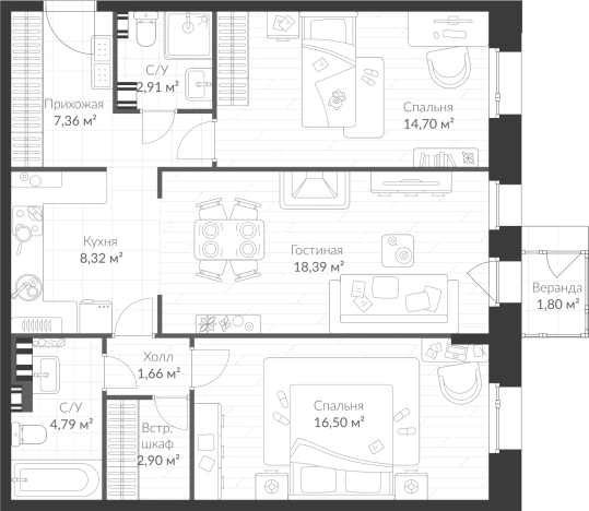 . Вариант № 6058889, 0, площадь - 77.5 квм, цена 19428500 рублей