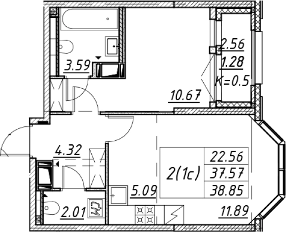 Купить двухкомнатную квартиру в новостройках в ЖК Цивилизация на Неве в Санкт-Петербурге. Вариант № 7850086, 0, площадь -  квм, цена 12400803 рублей