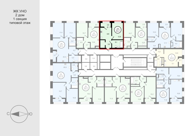 Купить квартиру в новостройках в ЖК UNO в Владимире. Вариант № 555827, 2, площадь -  квм, цена 6682300 рублей