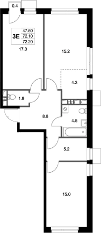 Купить трехкомнатную квартиру у метро Некрасовка в Люберцах. Вариант № 138306, 0, площадь - квм, цена 13337145 рублей