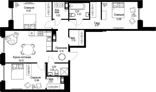 Купить многокомнатную квартиру в ЖК ID Petrogradskaya в Санкт-Петербурге. Вариант № 4828962, 0, площадь -  квм, цена 62036400 рублей