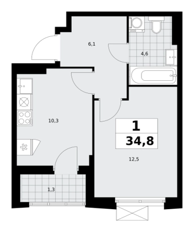 Купить однокомнатную квартиру у метро Потапово в Москве. Вариант № 3353861, 0, площадь - квм, цена 16779168 рублей