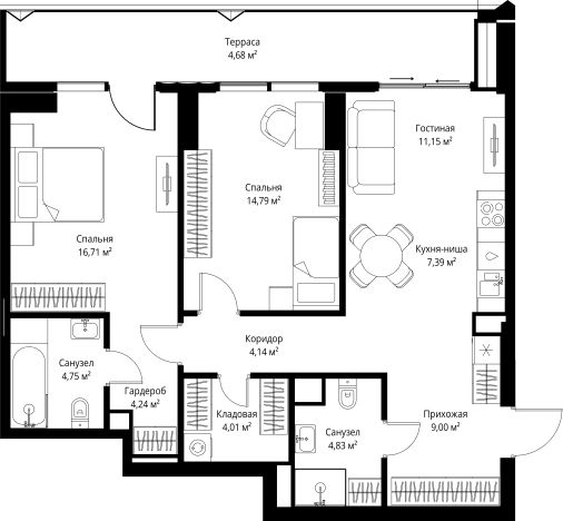 . Вариант № 7648367, 0, площадь - 85.69 квм, цена 48174918 рублей