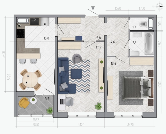 . Вариант № 132158, 0, площадь - 62.6 квм, цена 6917221 рублей
