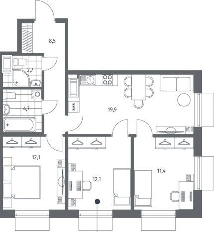 Купить многокомнатную квартиру в новостройках в ЖК Парусная 1 в Санкт-Петербурге. Вариант № 9323775, 0, площадь -  квм, цена 27506000 рублей