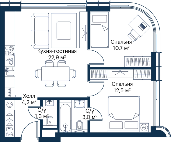Купить двухкомнатную квартиру в СЗАО в Москве. Вариант № 122404, 0, площадь - квм, цена 27207817 рублей