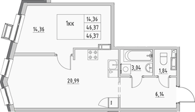 Купить однокомнатную квартиру в Выборге. Вариант № 9154079, 0, площадь -  квм, цена 8346600 рублей
