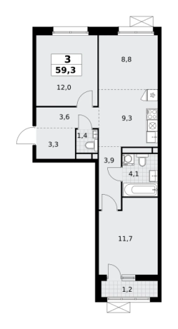 Купить трехкомнатную квартиру у метро Аэропорт Внуково в Москве. Вариант № 252834, 0, площадь -  квм, цена 15621992 рублей
