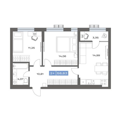 Купить двухкомнатную квартиру в новостройках в ЖК "Ритм" в Тобольске. Вариант № 91687, 0, площадь -  квм, цена 6850000 рублей