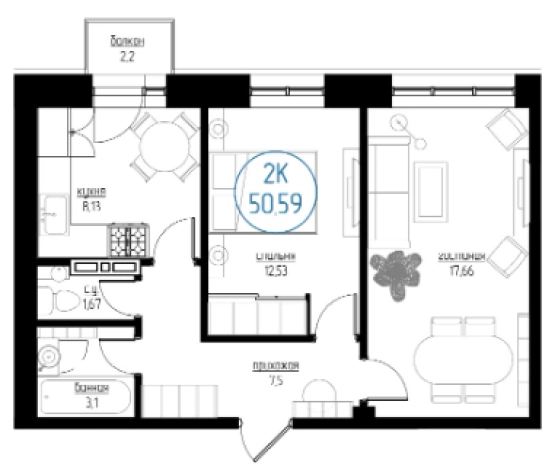 Купить двухкомнатную квартиру на улице Профсоюзная в Иркутске. Вариант № 82548, 0, площадь -  квм, цена 4435000 рублей