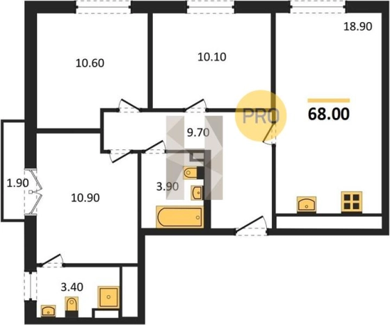 Купить трехкомнатную квартиру в ЖК Хорошо в Ижевске. Вариант № 70285, 0, площадь -  квм, цена 4976000 рублей