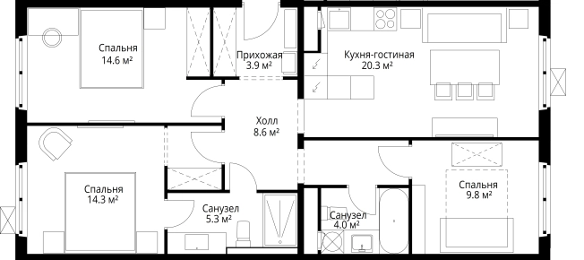. Вариант № 8549383, 0, площадь - 80.8 квм, цена 19806746 рублей