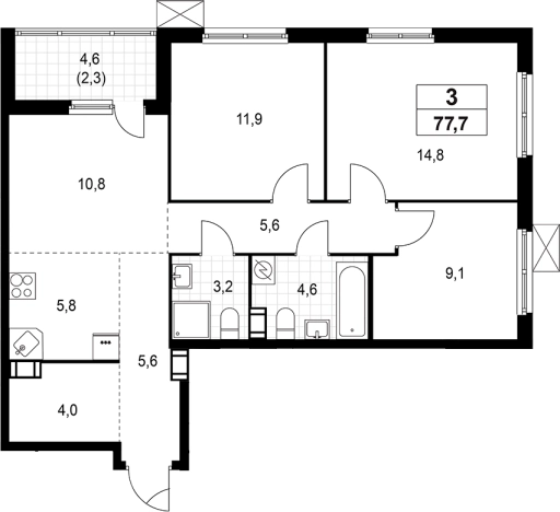 Купить многокомнатную квартиру в ЖК А101 Лаголово в Ленинградской области. Вариант № 8924800, 0, площадь -  квм, цена 12728814 рублей