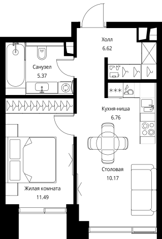 Купить однокомнатную квартиру у метро Мякинино в Москве. Вариант № 148704, 0, площадь -  квм, цена 22012458 рублей