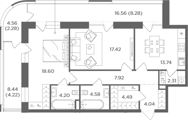 Купить квартиру в ЖК FORIVER в Москве. Вариант № 91523, 0, площадь -  квм, цена 50271210 рублей