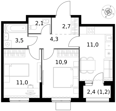 Купить двухкомнатную квартиру у метро Щелковская в Москве. Вариант № 9716610, 0, площадь -  квм, цена 19964250 рублей