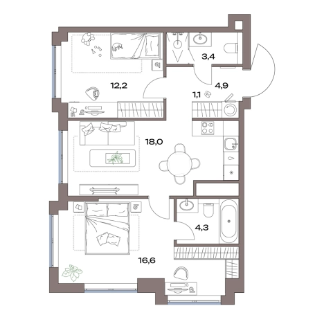 Купить квартиру в ЖК Акценты в Москве. Вариант № 880206, 0, площадь -  квм, цена 26741564 рублей