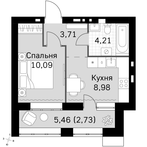 Купить однокомнатную квартиру в ЖК Жаворонки Клаб в Московской области. Вариант № 9957459, 0, площадь -  квм, цена 8356016 рублей