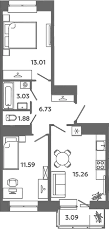 Купить трехкомнатную квартиру в новостройках у метро Проспект Ветеранов в Ленинградской области. Вариант № 6631845, 0, площадь -  квм, цена 8539191 рублей