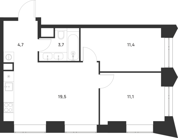 Купить двухкомнатную квартиру у метро Новохохловская в Москве. Вариант № 10427522, 0, площадь -  квм, цена 21461777 рублей