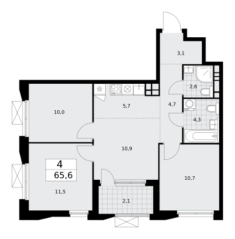 Купить многокомнатную квартиру в ЖК Бунинские кварталы в Москве. Вариант № 834189, 0, площадь -  квм, цена 22900960 рублей