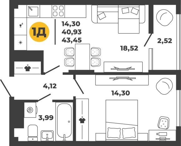 Купить однокомнатную квартиру в новостройках в ЖК Жилой комплекс "Рассвет" в Пензе. Вариант № 98424, 0, площадь -  квм, цена 4746375 рублей