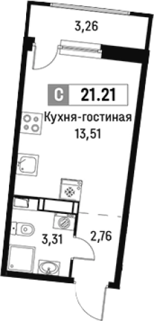 Купить Студию у метро Девяткино в Мурине. Вариант № 6214315, 0, площадь -  квм, цена 4228667 рублей