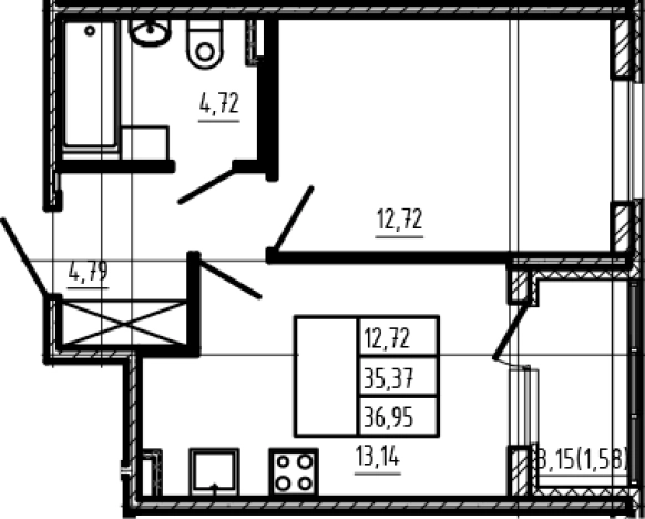 Купить однокомнатную квартиру в новостройках в Сертолове. Вариант № 6963462, 0, площадь -  квм, цена 7574750 рублей