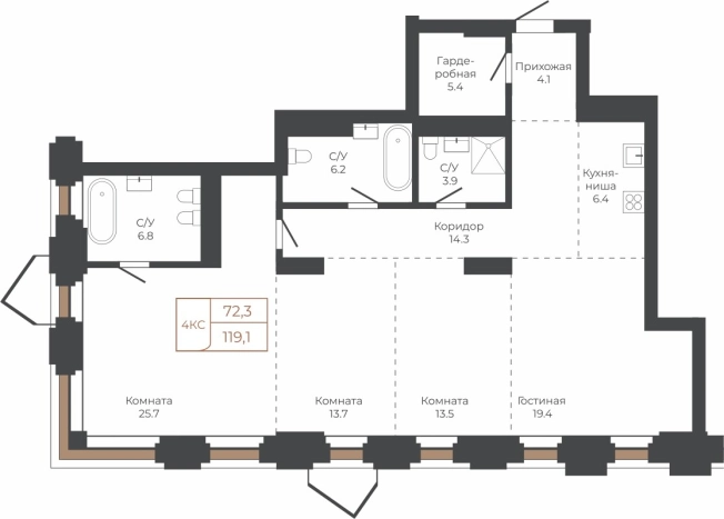 Купить Студию в Барнауле. Вариант № 6841631, 0, площадь -  квм, цена 30115800 рублей