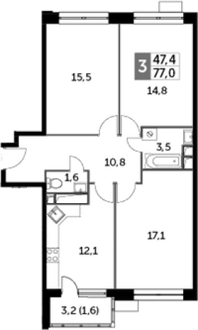 Купить трехкомнатную квартиру в ЖК Датский Квартал в Московской области. Вариант № 113891, 0, площадь - квм, цена 17447303 рублей
