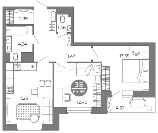 Купить квартиру в ЖК Галилей в Воронеже. Вариант № 9325686, 0, площадь -  квм, цена 9864700 рублей