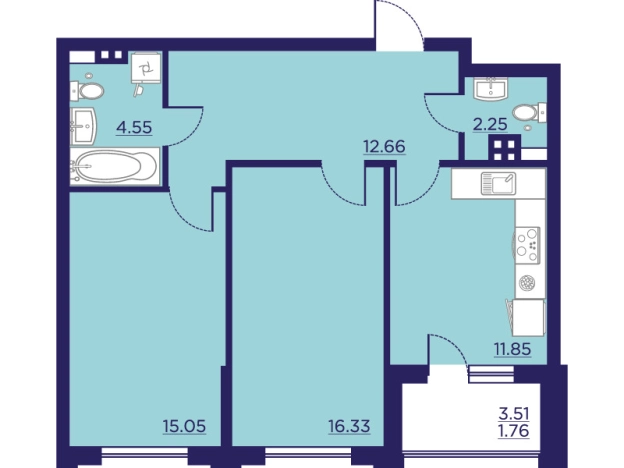 Купить двухкомнатную квартиру в ЖК Городские Сады в Воронеже. Вариант № 155266, 0, площадь - квм, цена 9474150 рублей
