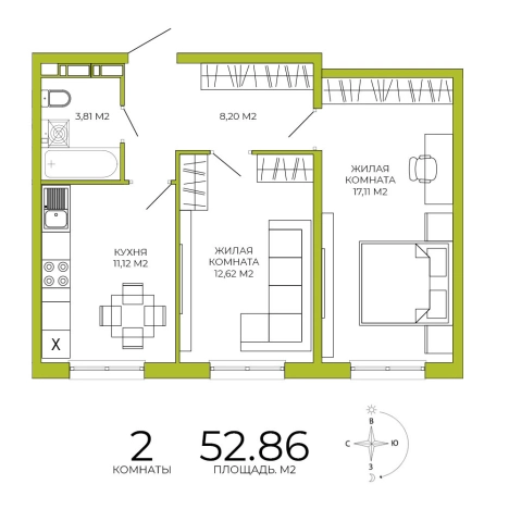 Купить двухкомнатную квартиру на улице Побочинская в Пензе. Вариант № 115078, 0, площадь -  квм, цена 5074560 рублей