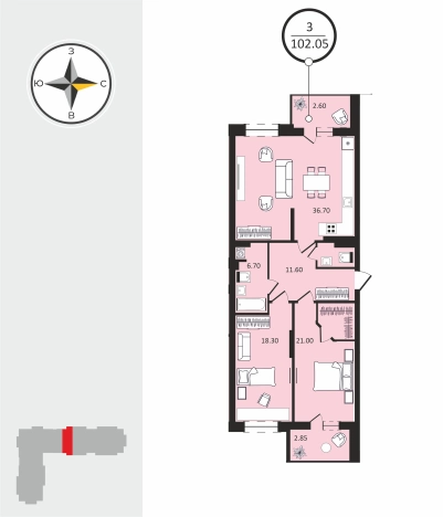 Купить квартиру в ЖК Соколиный Парк в Владимире. Вариант № 125014, 1, площадь -  квм, цена 10509715 рублей