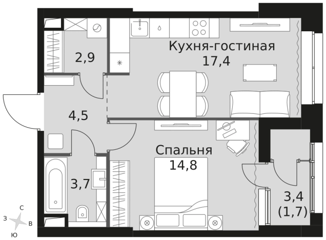 Купить однокомнатную квартиру в ЖК Sky Garden в Москве. Вариант № 9496141, 0, площадь - квм, цена 23265000 рублей