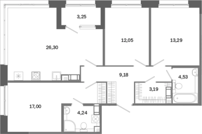 Купить многокомнатную квартиру у метро Обводный Канал в Санкт-Петербурге. Вариант № 6260915, 0, площадь -  квм, цена 34996244 рублей