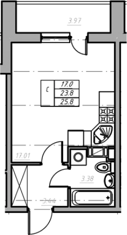 Купить Студию в Всеволожске. Вариант № 6260084, 0, площадь -  квм, цена 4114000 рублей